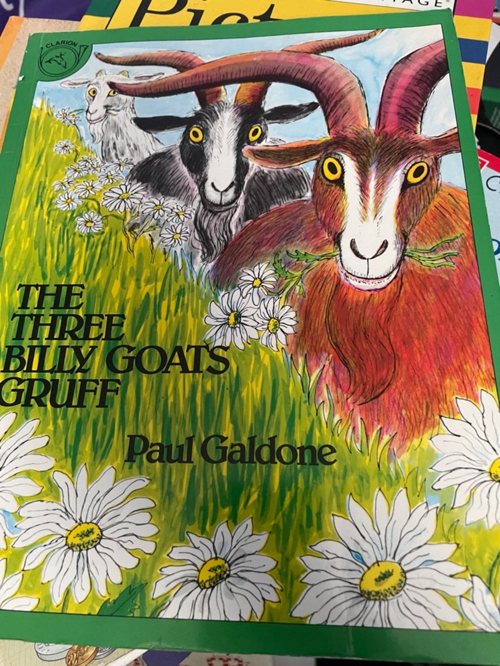 The Three Billy Goats Gruff by Paul Galdone - Colorful Goats Illustrated Cover
